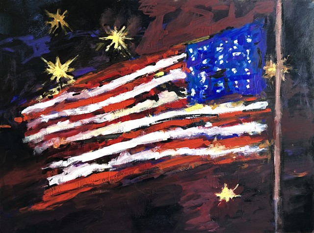 Old Glory with bombs bursting