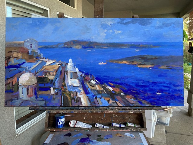 Santorini on the easel