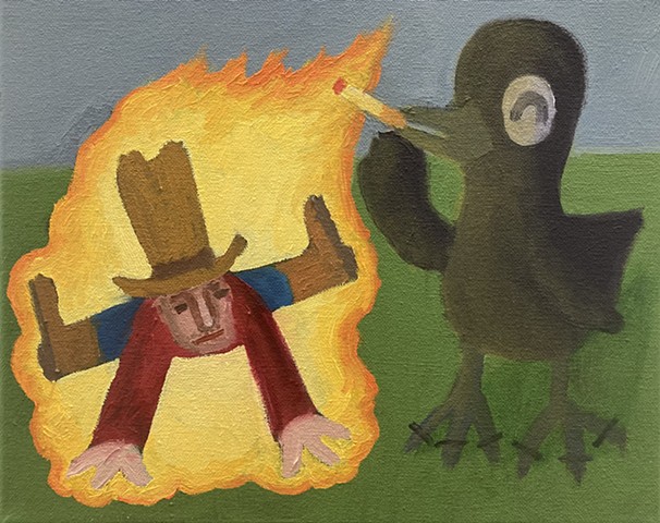 Crow Lights His Cigarette On The Flexible Flaming Cowboy (Study)