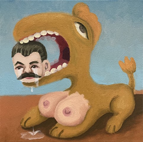 Sphinx Cradling A Crying Stalin Head (Study)