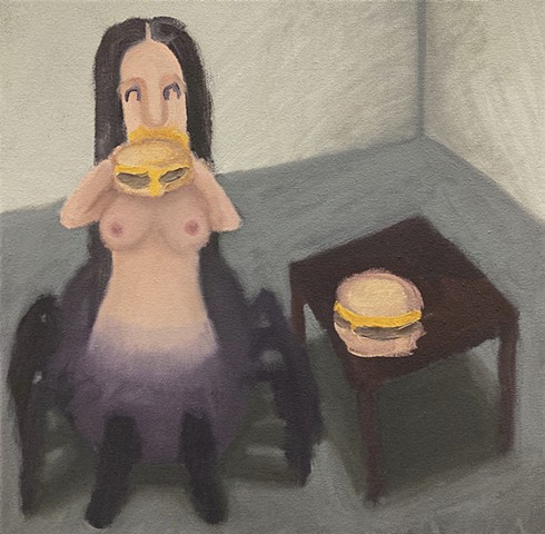 The Spider Lady Eating A Cheeseburger (Study)