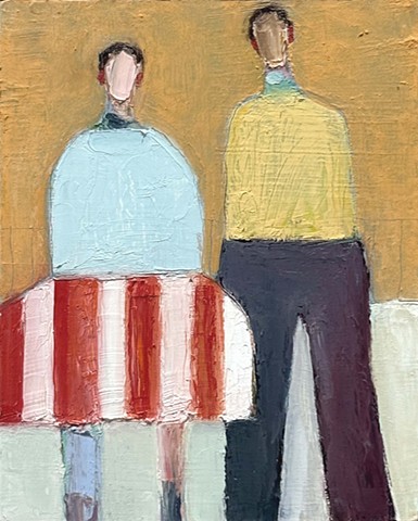 Small Figures #459, 10"x8", oil on panel, framed, $800