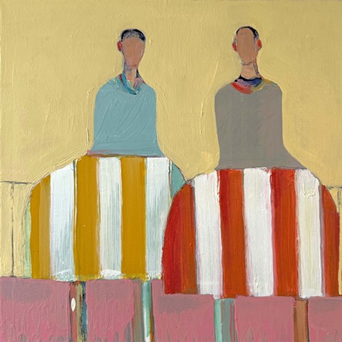 Small Figures #441, 15"x15", oil on canvas, framed, SOLD