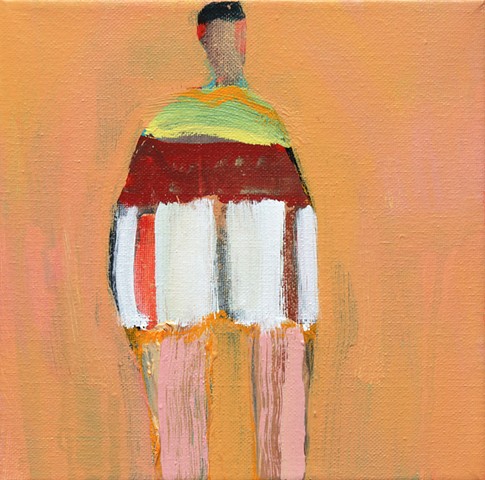 Small Figure #376, 7"x5", oil on canvas, matted flat, NOW $400