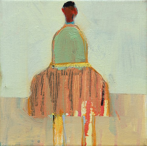 Small Figure(s) #380, 8"x8", oil on canvas, framed, $660