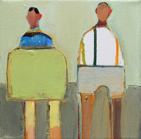 Small Figure(s) #383, 8"x8", oil on canvas, framed, $660