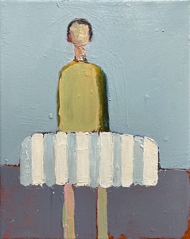 Small Figure #421, 10"x8", oil on canvas, framed, SOLD