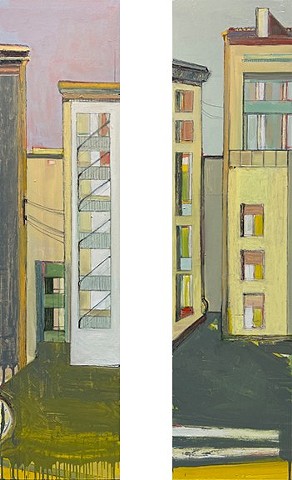 SF#44,45, 48x12 each, diptych, oil on panel, price upon request