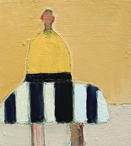 Small Figure #477, 8"x7", oil on cigar box, unframed, $800