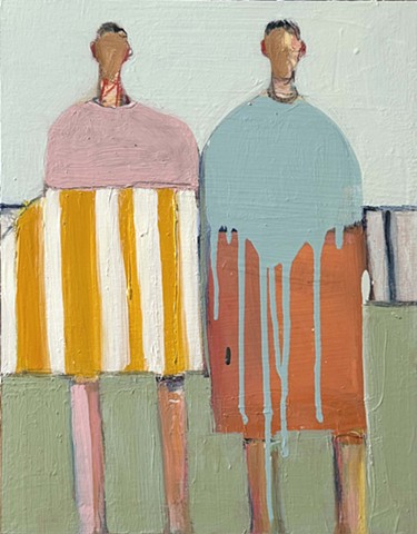 Small Figures #466, 14"x11", oil on panel, framed, $1,300