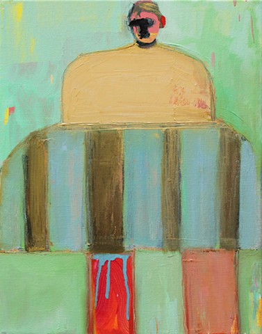 Small Figure #414, 14"x11", oil on canvas, framed,  SOLD