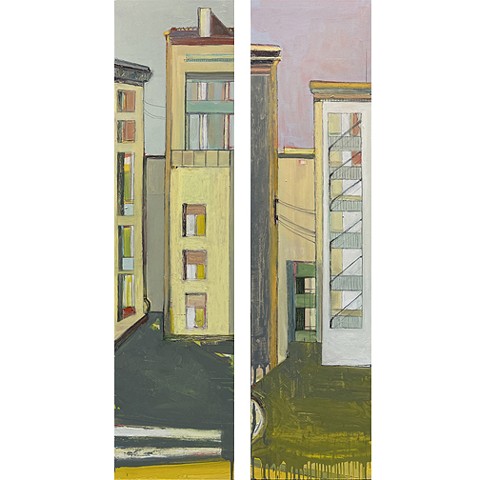 SF#44,45, 48x12 each, diptych, oil on panel, price upon request