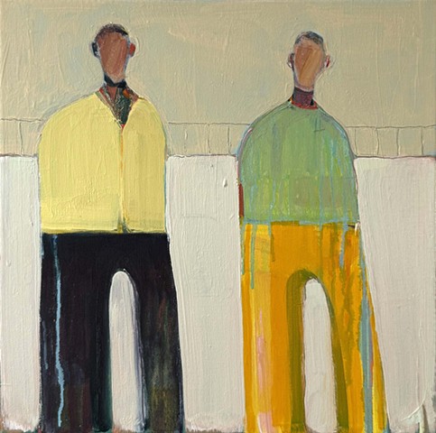Small Figures #445, 15"x15", oil on canvas, framed,  SOLD