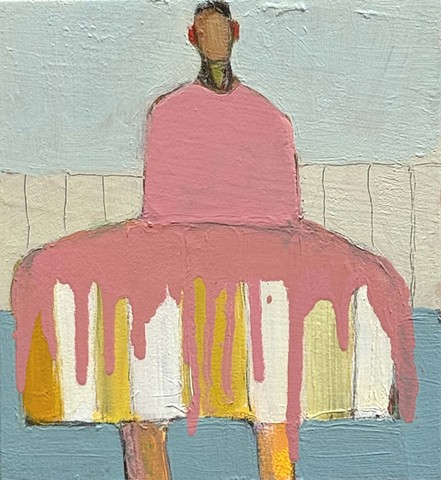 Small Figure #478, 8"x7", oil on cigar box, unframed, $800