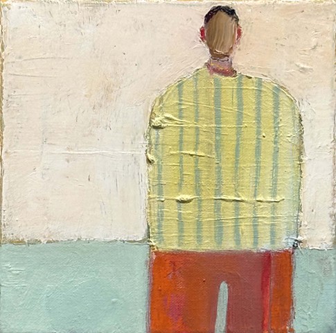Small Figure #375, 8"x8", oil on canvas, framed,  SOLD