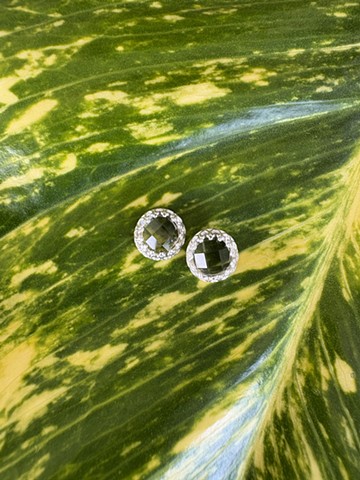 fancy green quartz studs