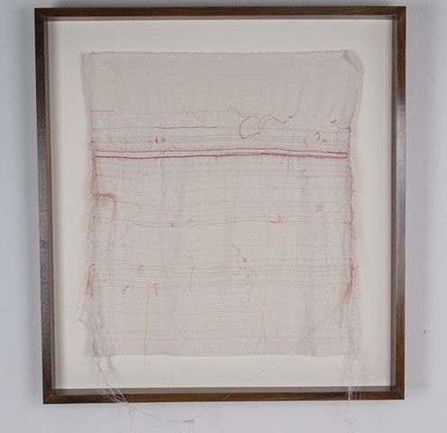 Love Letter, 2016. Handwriting and hand embroidery on raw silk, 25” x 22.75”.