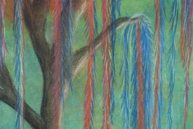 Michelle Dominguez Salinas, Beginning Fibers, Spring 2016. MX dye and pastels on raw silk, detail. University of Missouri.