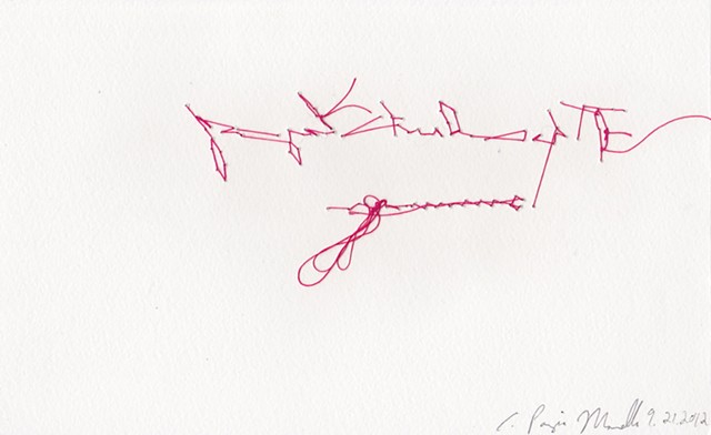 The last day of summer, back, 2012. Embroidery on paper, 5"x8".