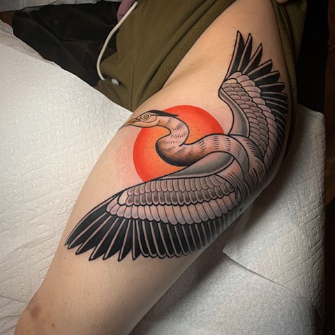 heron bird tattoo by tattoo artist dave wah at stay humble tattoo company in baltimore maryland the best tattoo shop in baltimore maryland