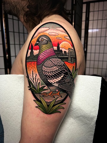 pigeon tattoo by dave wah