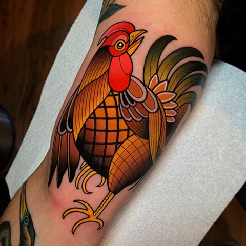 golden laced wyandotte tattoo by dave wah at stay humble tattoo company in baltimore maryland the best tattoo shop and artist in baltimore maryland