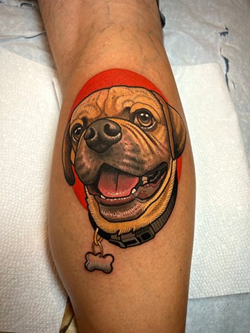 dog portrait tattoo by dave wah