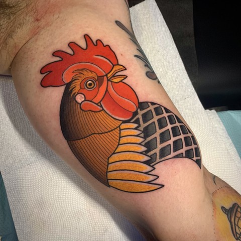 chicken tattoo by tattoo artist dave wah at stay humble tattoo company in baltimore maryland the best tattoo shop in baltimore maryland