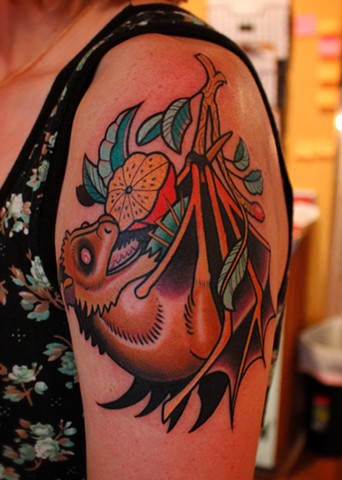 fruit bat tattoo by dave wah at stay humble tattoo company in baltimore maryland