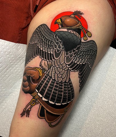falconry tattoo by dave wah