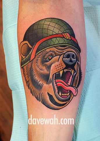 bear tattoo by dave wah at stay humble tattoo company in baltimore maryland the best tattoo shop in baltimore maryland