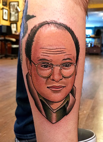 george costanza portrait tattoo by dave wah at stay humble tattoo company in baltimore maryland the best tattoo shop and artist in baltimore maryland