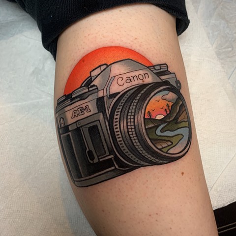 VINTAGE CANON CAMERA TATTOO BY DAVE WAH