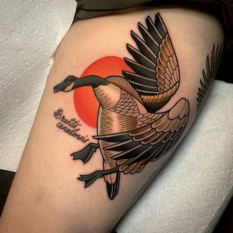 goose tattoo by tattoo artist dave wah at stay humble tattoo company in baltimore maryland the best tattoo shop in baltimore maryland