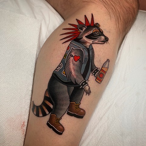 PUNK RACOON TATTOO BY DAVE WAH