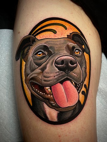 dog portrait tattoo by dave wah