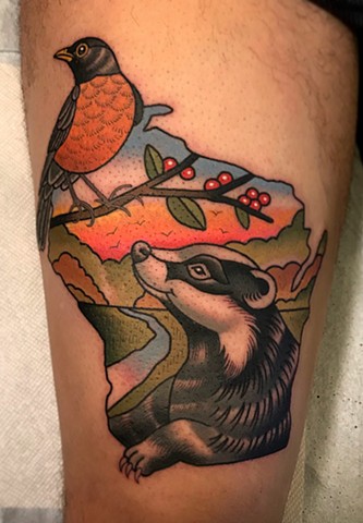 badger and robin tattoo by dave wah at stay humble tattoo company in baltimore maryland the best tattoo shop and artist in baltimore maryland
