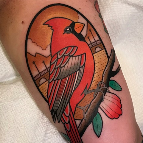 cardinal bird tattoo by dave wah at stay humble tattoo company in baltimore...