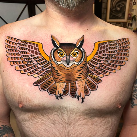 owl tattoo by dave wah