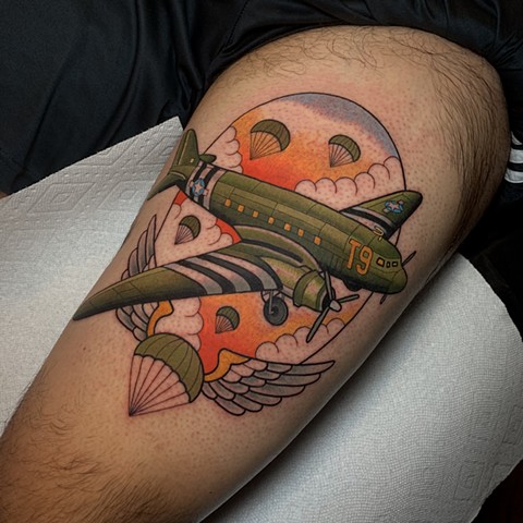supermarine spitfire tattoo by tattoo artist dave wah at stay humble tattoo company in baltimore maryland the best tattoo shop in baltimore maryland