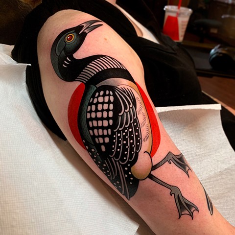 loon tattoo by tattoo artist dave wah at stay humble tattoo company in baltimore maryland the best tattoo shop in baltimore maryland