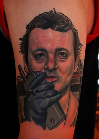 ghostbusters peter venkman tattoo by dave wah at stay humble tattoo company in baltimore maryland