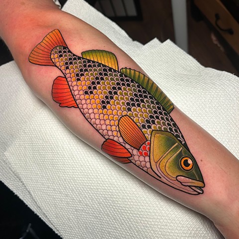 yellow perch tattoo by dave wah