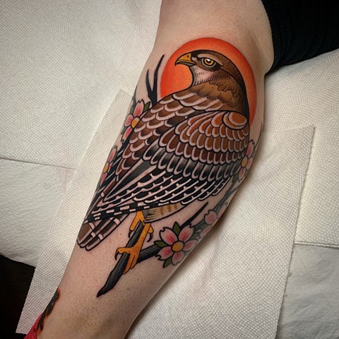 ring tailed hawk tattoo by tattoo artist dave wah at stay humble tattoo company in baltimore maryland the best tattoo shop in baltimore maryland