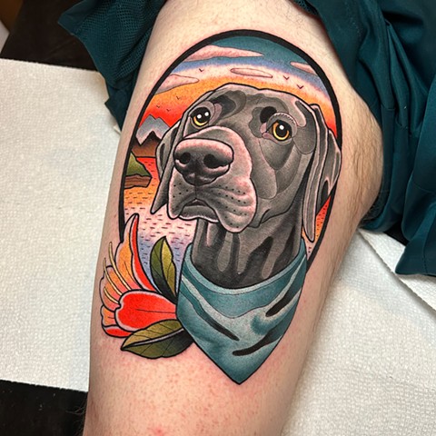 dog portrait tattoo by dave wah