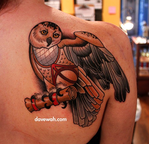 owl tattoo by dave wah at stay humble tattoo company in baltimore maryland the best shop in baltimore maryland