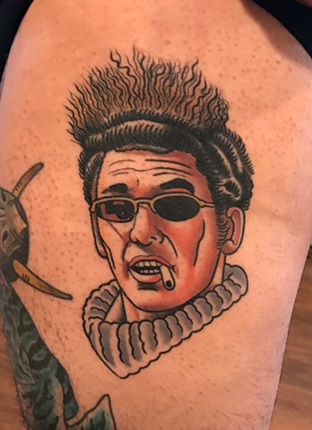 cosmo kramer portrait tattoo by dave wah at stay humble tattoo company in baltimore maryland the best tattoo shop and artist in baltimore maryland