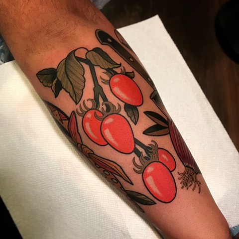 tomato tattoo by dave wah at stay humble tattoo company in baltimore maryland the best tattoo shop and artist in baltimore maryland