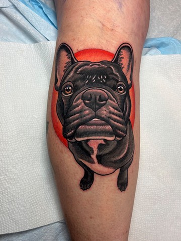 french bulldog portrait tattoo by dave wah