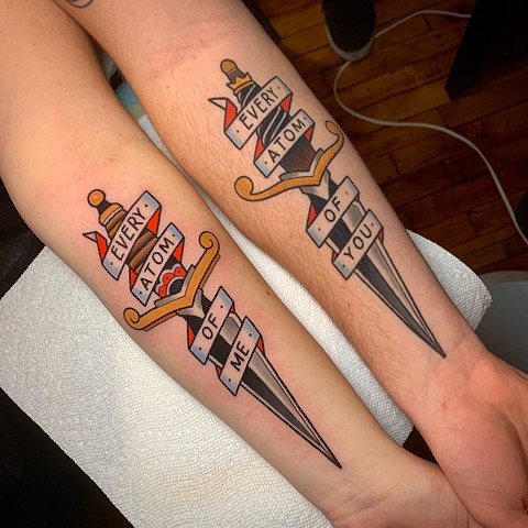 TRADITIONAL DAGGER TATTOOS BY DAVE WAH